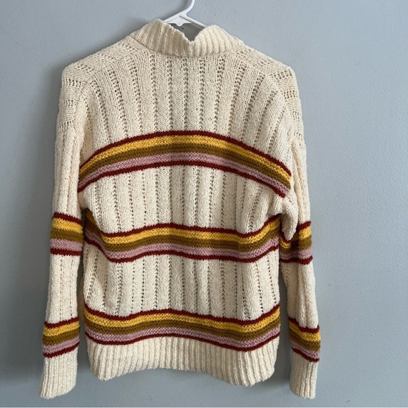 Madewell Striped Diaz Open Cardigan Eyelash Open Cable knit Academia Sz M - Picture 14 of 14